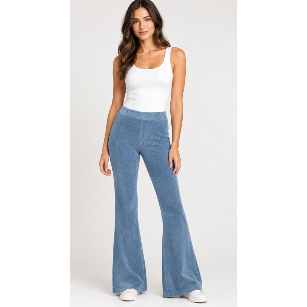 New Forever 21 Velvet Corduroy High Waist Pull On Flare Pant Women's Size Medium